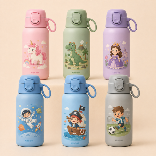 Collection KidaBottle KidaTool – Licorne, Dino, Princesse, Cosmonaute, Pirate et Foot