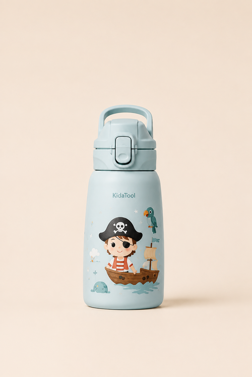 KidaBottle – gourde enfant motif pirate sur fond beige