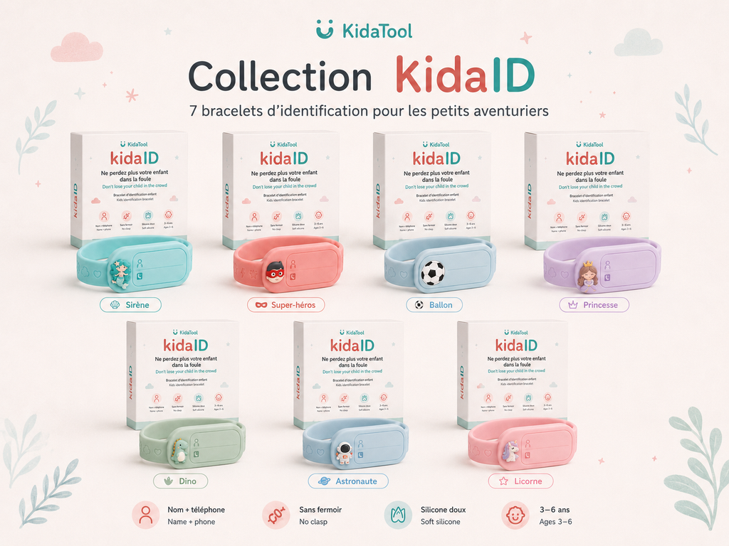 Collection KidaID, sept bracelets d’identification pour enfants