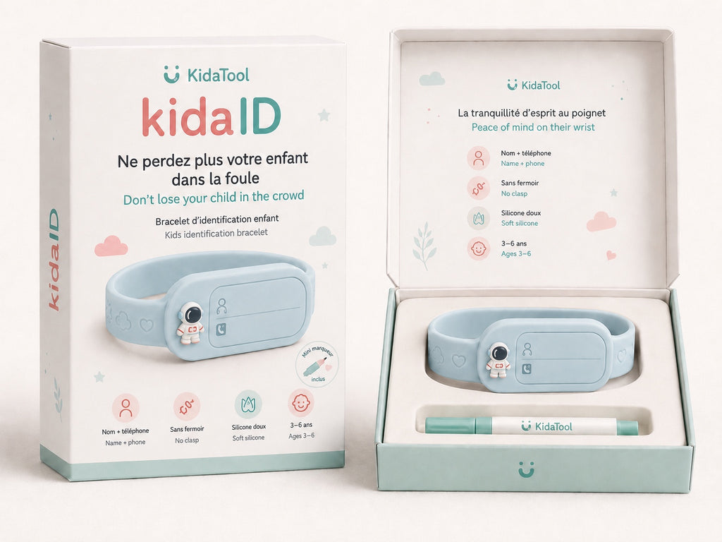 KidaID Astronaute bleu, bracelet d’identification enfant KidaTool