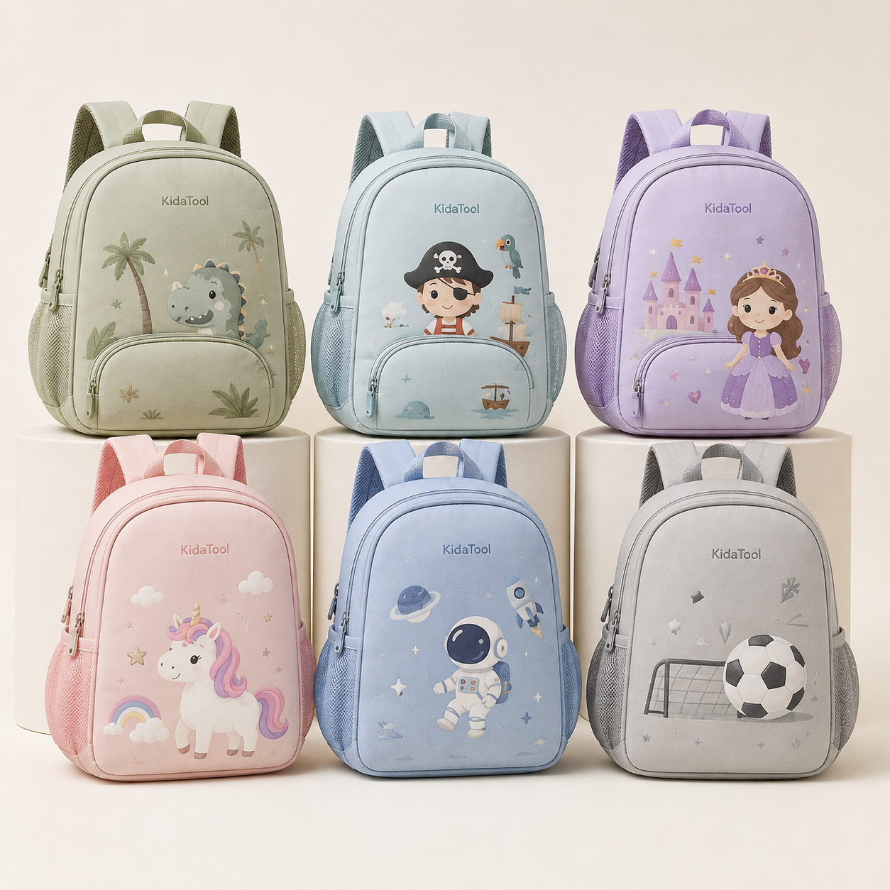KidaPack — aperçu des univers KidaTool, visuel de personnalisation non contractuel