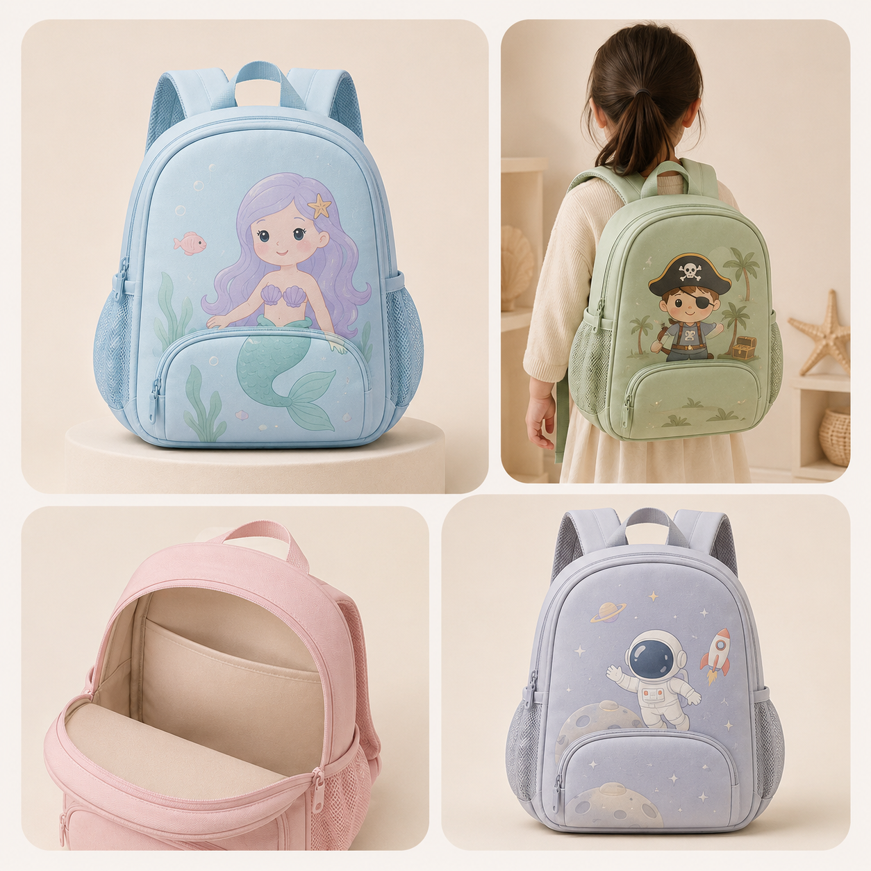 KidaPack Sirène, Pirate, Cosmonaute et détail intérieur