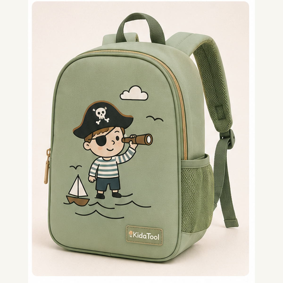 Sac à dos enfant KidaPack Pirate vert sauge KidaTool