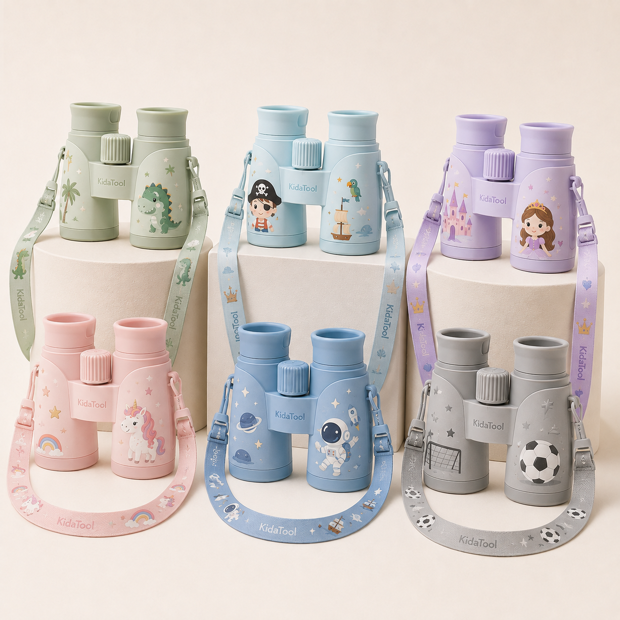 KidaView — jumelles enfant univers KidaTool, visuel de personnalisation non contractuel